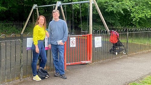 Bridget Kendrick with Andrew Matthews at a local playground