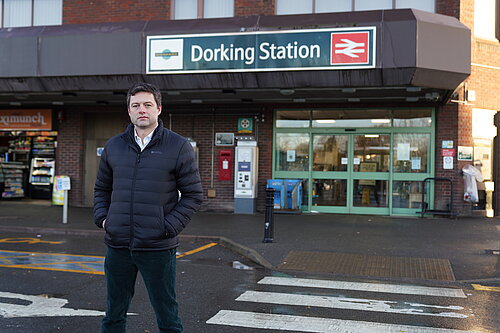 chris outside dorking station
