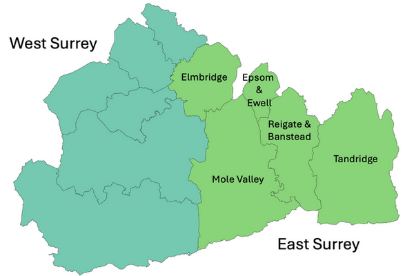 Map of East & West Surrey
